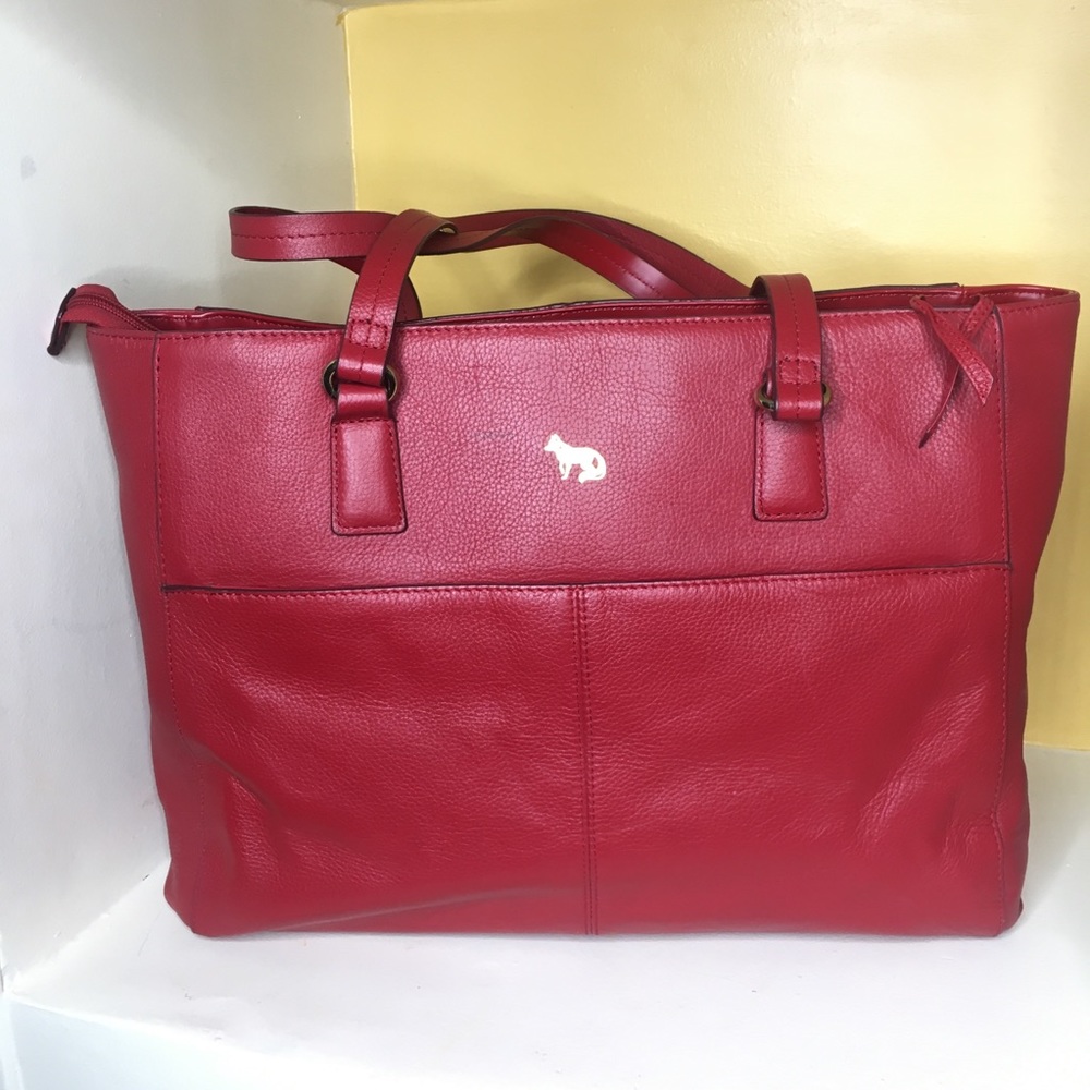 EMMA FOX Red Park Avenue Leather Tote - Picture 6 of 10